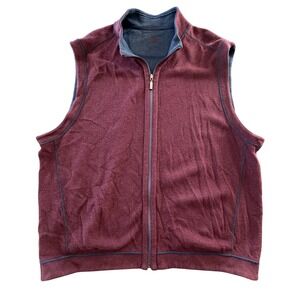 Tommy Bahama Reversible Vest Mens 2XL Maroon Navy Fall Cozy Outdoors Minimalist